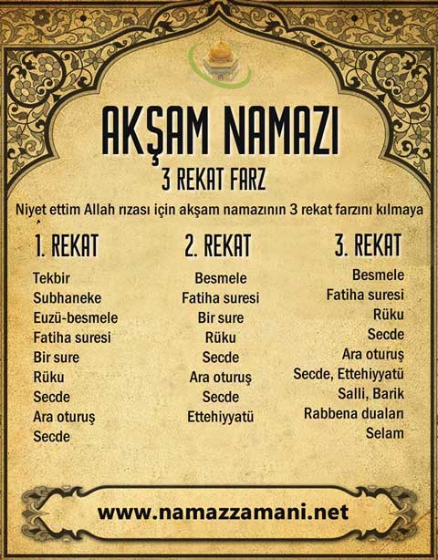 aksam namazi nasil kilinir aksam namazi kac rekattir aksam namazi kilinisi