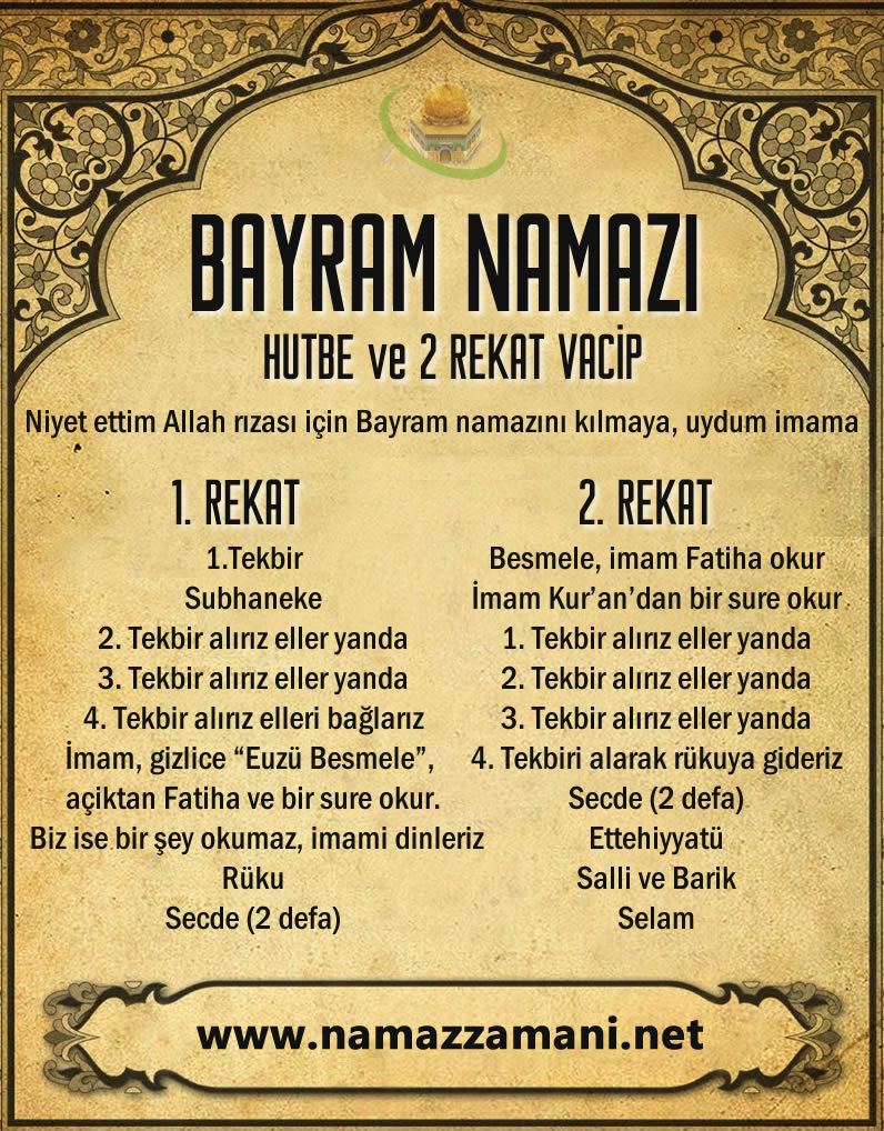 bayram namazi nasil kilinir bayram namazi kac rekattir maddeler halinde ozet tablo anlatim