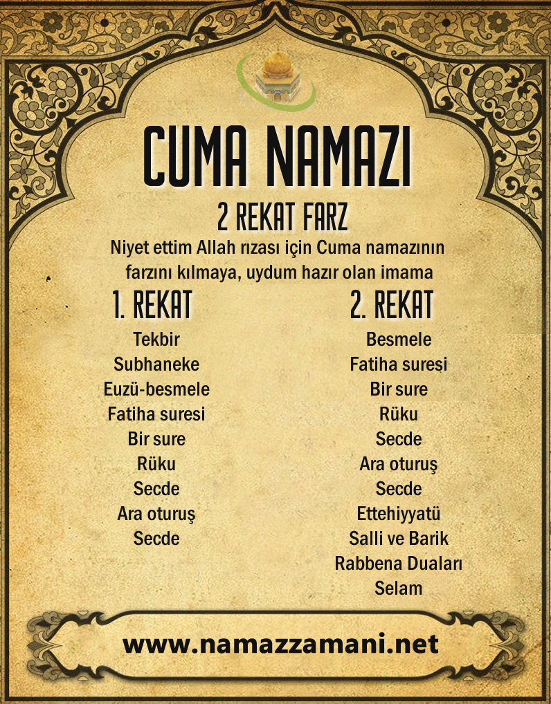 cuma namazi nasil kilinir cuma namazi kac rekattir iste kilinisi