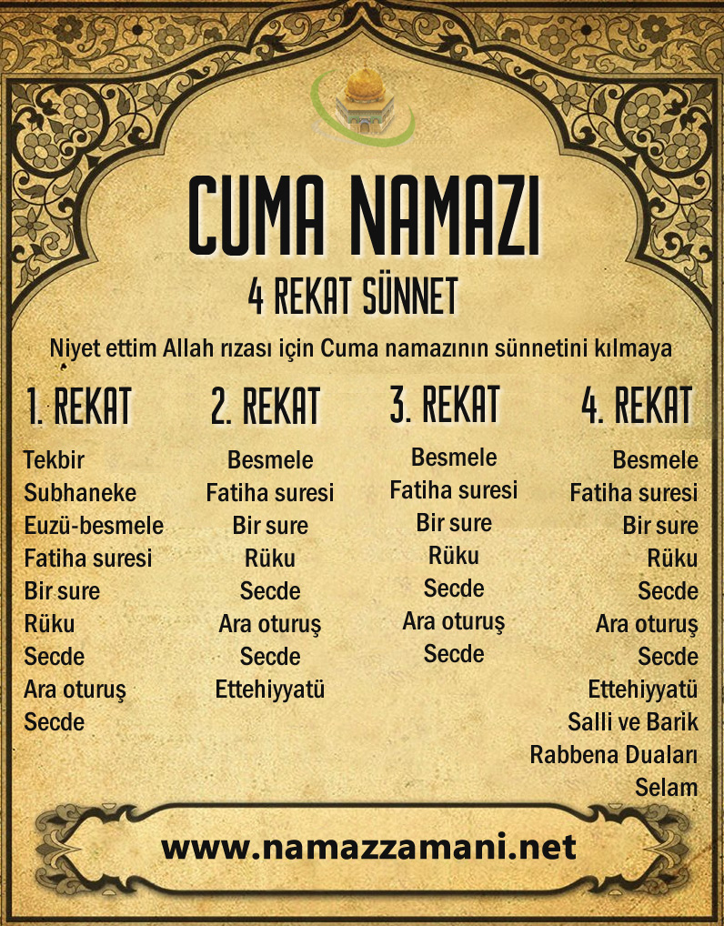 cuma namazi nasil kilinir cuma namazi kac rekattir iste kilinisi