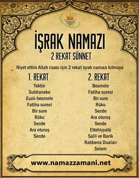 İşrak namazı kaç rekattır? İşrak namazı nasıl kılınır? Kılınış rekatları tablosu