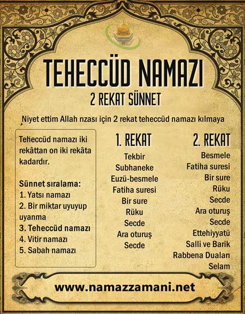 Teheccüd namazı kaç rekattır? Teheccüd namazı nasıl kılınır? Kılınış rekatları tablosu