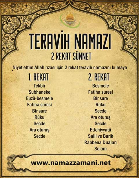 teravih namazi nasil kilinir kilinisi kac rekattir nasil niyet edilir